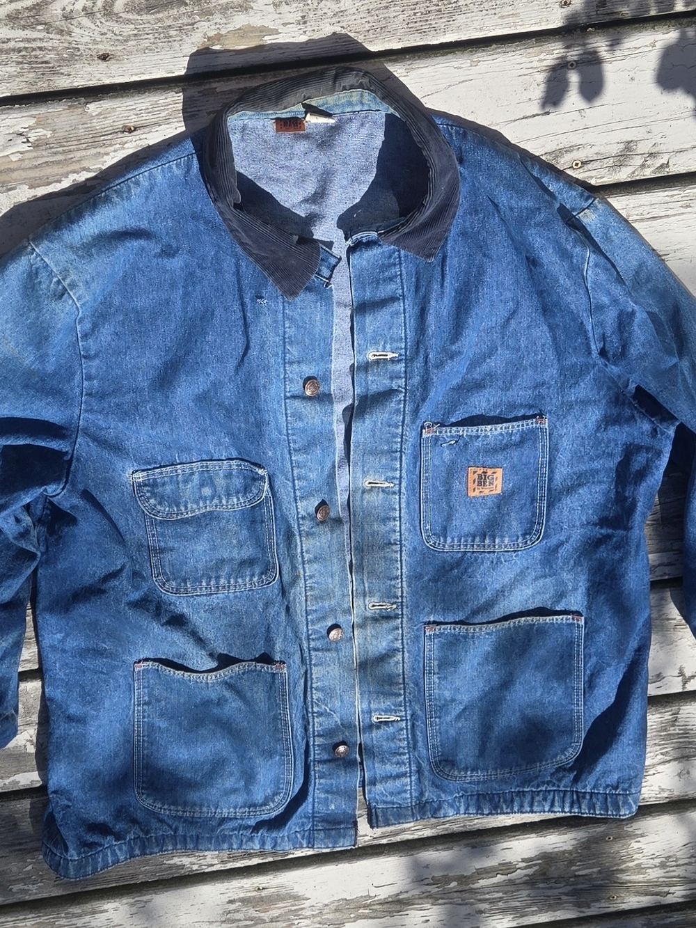 Vintage Big Ben By Wrangler Blue Denim Jacket with Dark Contrast Collar - Picture 2 of 10